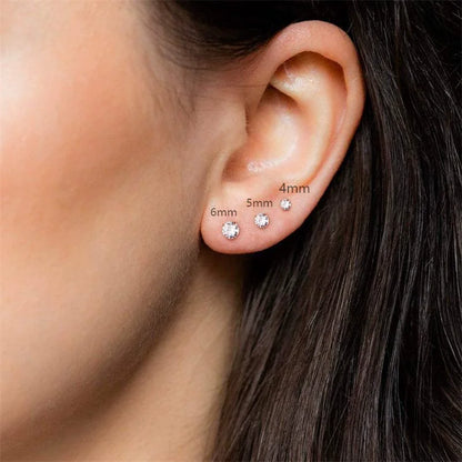 Boucles d'oreilles puces en moissanite TY 0,1-2 carats pour femme, en or rose, style classique et scintillant, serties de diamants de laboratoire, et montées sur argent pur 925.