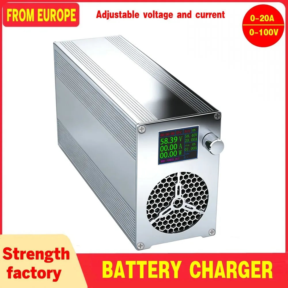 0-100V25A Lifepo4 Charger 24V48V64V72V Fast Charger Lithium Battery Charger 14.6V 100A 60A Battery Adapter Adjustable voltage