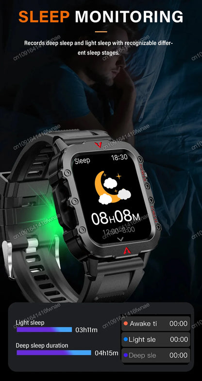 2025 Smartwatch Military Outdoor Sports Watches For Man Woman LED Flashlight Health Monitoring 1.73 inch Bluetooth Watches New