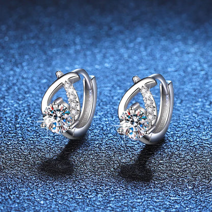 Boucles d'oreilles créoles en véritable moissanite de 0,5 carat et 5 mm, avec certificat, en argent sterling 925. Bijoux de luxe étincelants pour femmes.
