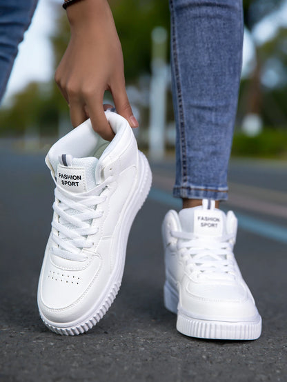 HKDQ Blue High Top Sneakers Unisex Non Slip Platform Men's Skate Shoes Spring Autumn Casual Leather Skateboard Shoes For Women