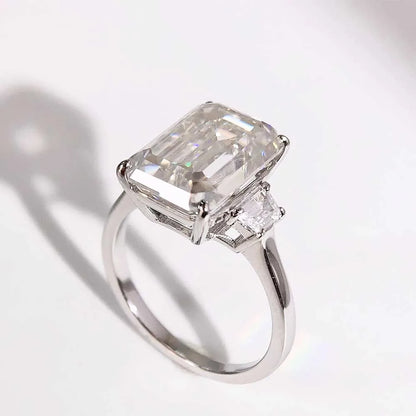 Bagues de luxe BXINY en argent 925 (S925) serties de trois diamants taille glace, sertis de moissanite taille radiant/émeraude 10 carats. Bijoux pour femmes et hommes.