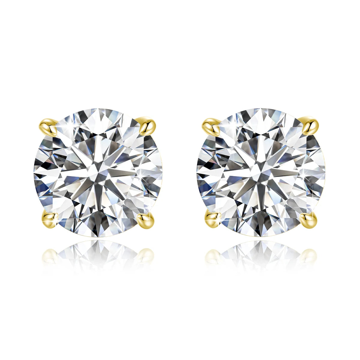 Boucles d'oreilles puces en or 14 carats plaqué, serties de moissanite (0,2-3 carats, taille brillant GRA), pour femmes et hommes, bijoux durables pour fiançailles et mariages.