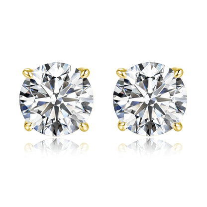 Boucles d'oreilles puces en or 14 carats plaqué, serties de moissanite (0,2-3 carats, taille brillant GRA), pour femmes et hommes, bijoux durables pour fiançailles et mariages.
