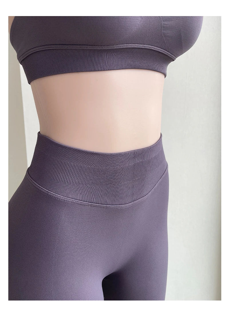 2 Pieces Yoga Gym Set Women Seamless Strappy Yoga Bra High Waist Workout Scrunch Shorts Sports Set Fitness Clothes Sportswear