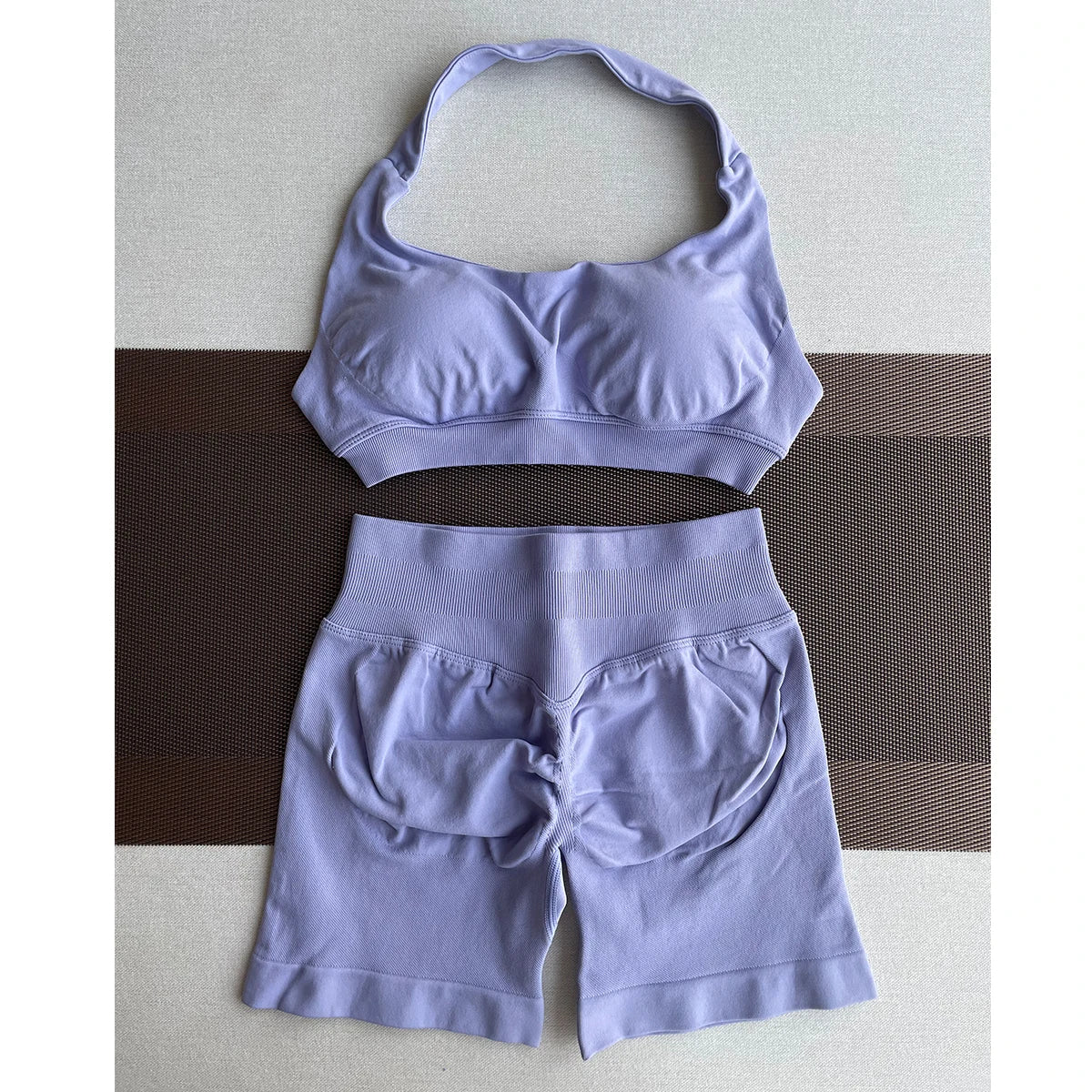 2 Pieces Yoga Gym Set Women Seamless Strappy Yoga Bra High Waist Workout Scrunch Shorts Sports Set Fitness Clothes Sportswear