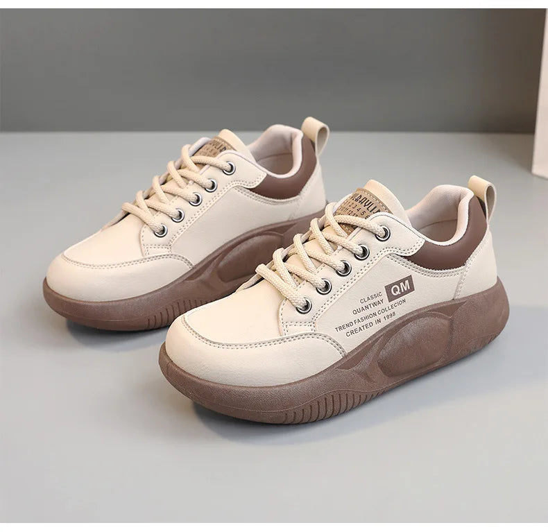 New Women's Shoes 2024 Spring Thick Sole Elevated Shoes Sports Shoes Women's Shoes Student Street Casual Board Shoes