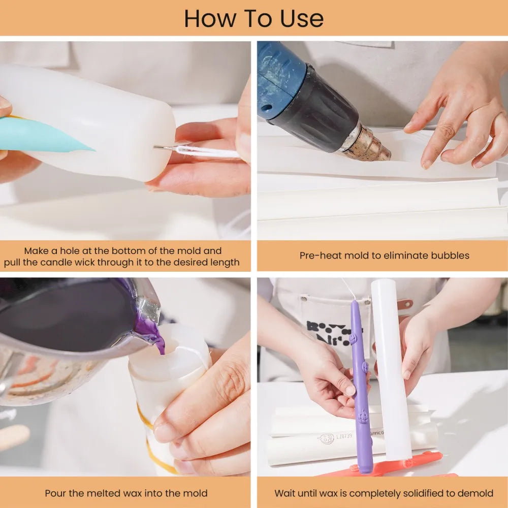 Nicole Jack-O'-Lantern Taper Candle Mold DIY Halloween Silicone Mould Halloween Home Decoration