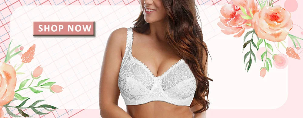Bras For Women Plus Size Lace Mesh BH Tops Underwire Embroidery See Through Sexy Underwear Lingerie Brassiere A B C D DD Cup