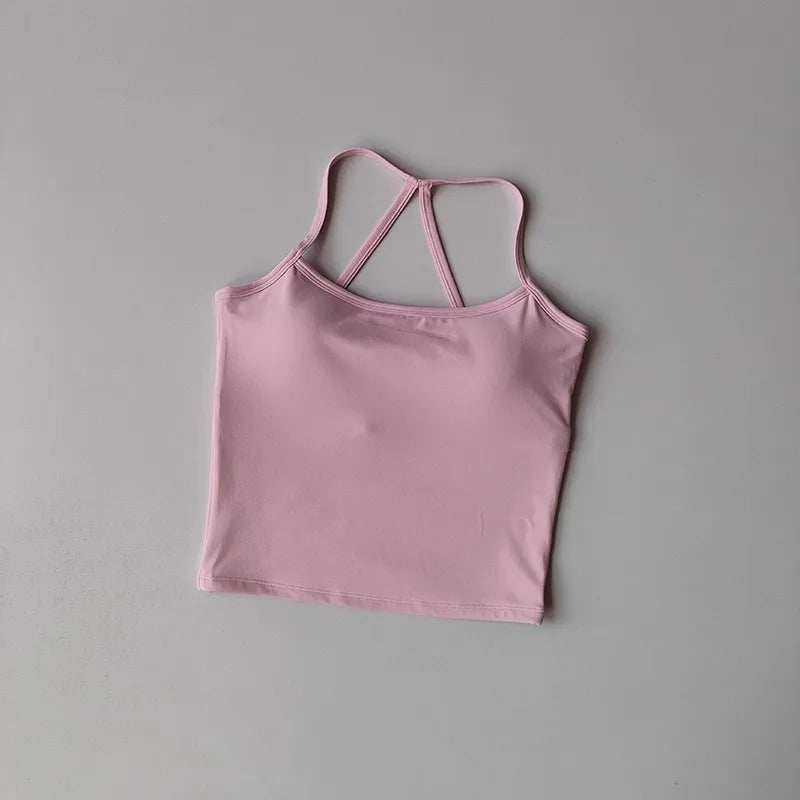 Women's Yoga Sports Fitness Vest, Pilates Running Bra, Thin Belt, Professional Training Underwear, Chest Mat, Fitness Gear