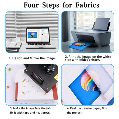 Papier de sublimation HTVRONT 150 feuilles, format A4 (US), 21,6 x 27,9 cm, pour imprimante jet d'encre, impression sur vêtements et t-shirts, 120 g/m².