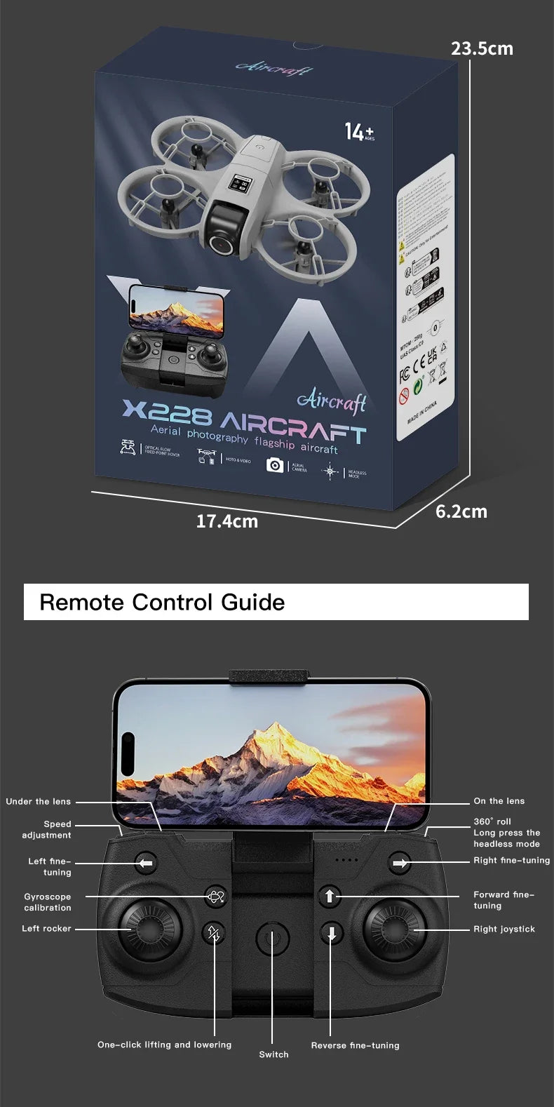 X228 Drone with VR Glasses 4K 2.4G WIFI Positioning Professional HD Aerial RC Plane HD Dual Camera Quadcopter Aerial Drones Toys