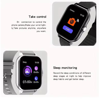 Nouvelle montre connectée compatible Android et iOS, écran couleur 1,44 pouce, appels Bluetooth, surveillance de l'oxygène sanguin et de la pression artérielle, pour femmes et hommes.