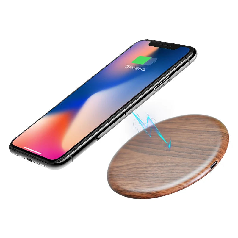 Wireless Charger Stylish Wood Quick Charge for Mobile Phone 15W Max Fast Charging Wooden Wireless Charger with QI-Enabled Device
