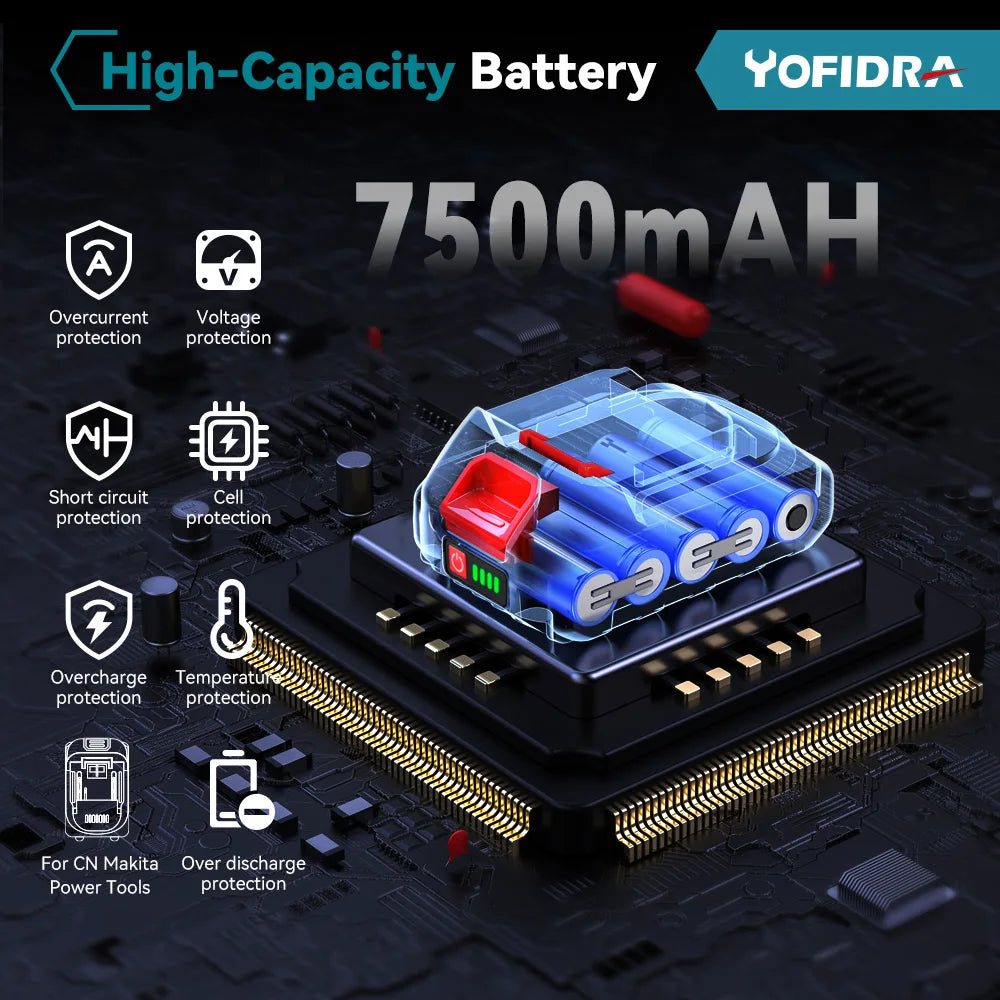 YOFIDRA 928VF 22500mAh Rechargeable Lithium Ion Battery 388VF 15000mAh 128VF Li-ion Battery For Electric Work Power Tool