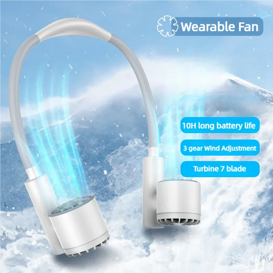 Portable Lightweight Halter Neck Air Cooling Fan USB Rechargeable Outdoor Travel Sport Wearable Mini Hanging Neck Fan 3Gear Wind