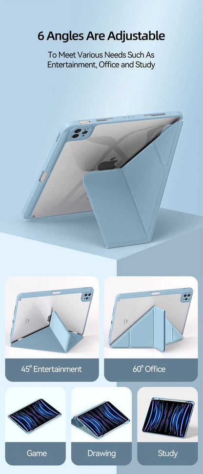 For iPad Case 2024 Air 11 13 M2 Pro 11 13 for 10 Gen Pro 10.5 10.2 9th 8th 6th 5th 9.7 Mini 6 Acrylic Smart Case with Pen Holder