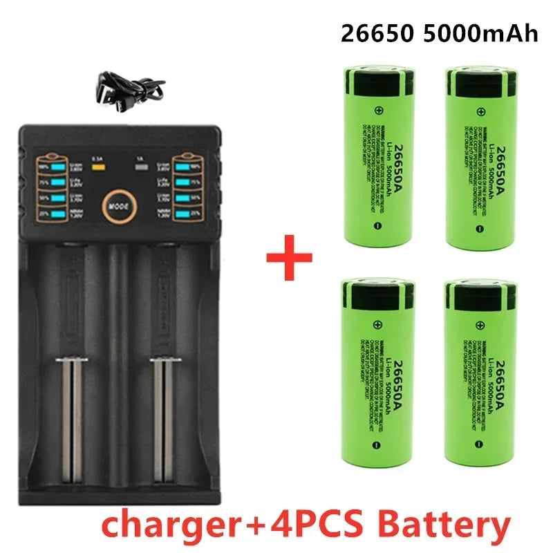 *-high-quality 26650 battery 5000mAh 3.7V 50A lithium-ion rechargeable battery, suitable for LED flashlights+chargers and DIY*.;