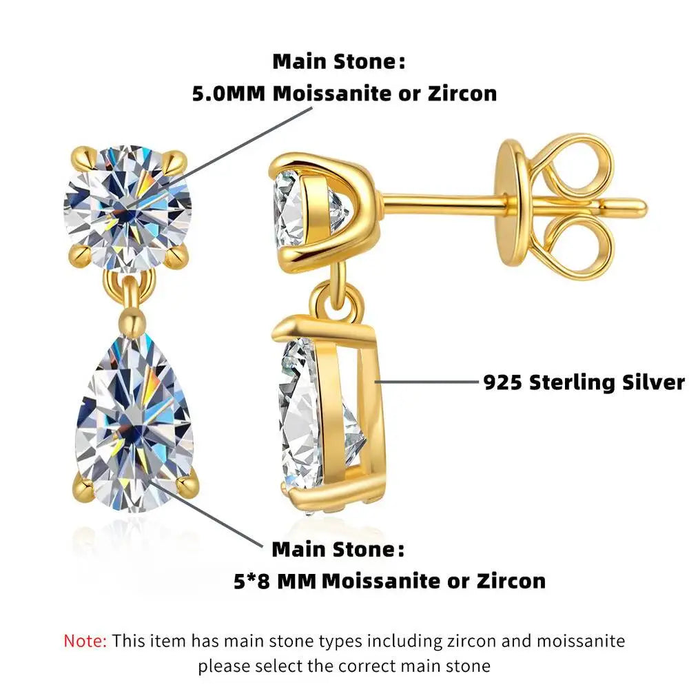 Boucles d'oreilles Taoyu en argent sterling 925 et moissanite 3 carats, pour femmes et hommes. Boucles d'oreilles pendantes en zircon, style minimaliste, bijou raffiné, diamant VVS1, cadeau idéal.