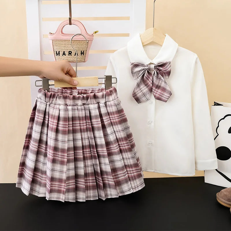 Kuromi Children's Suit Autumn Academy Style Pleated Skirt Cardigan Sweater Girl Kawaii Princess Students Jk Uniform
