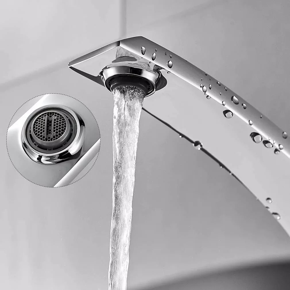 Chrome Basin Faucet  Washing Basin Mixer Deck Mounted Cold and Hot Bathroom Faucet