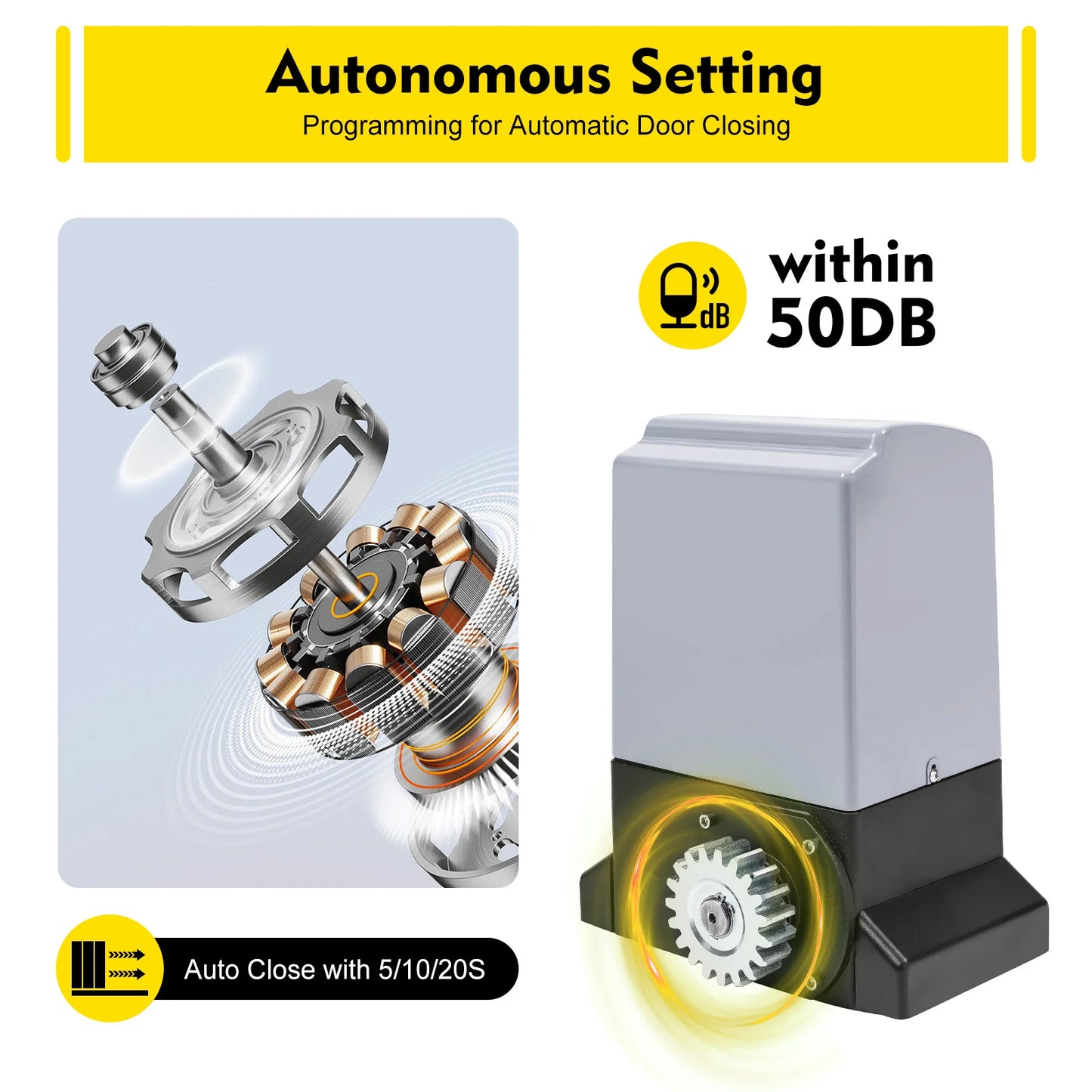 750W Sliding Electric Gate Opener Max 1600kg 1400RPM Silent Automatic Electric Motor Kit With Remote Control & Keys