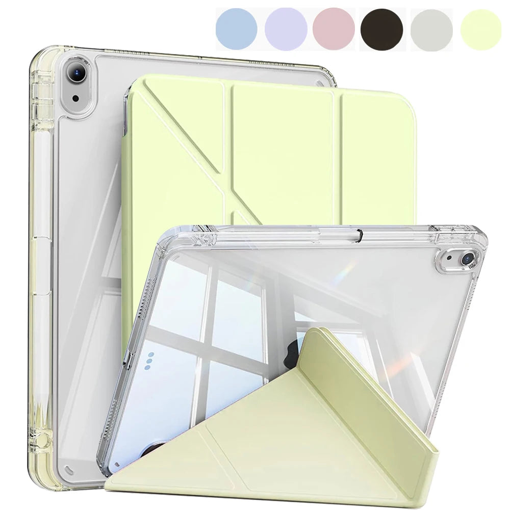 Case for iPad 5th 6th 7th 8th 9th 10th 11th Air 4 5 6 7 Mini 6 7 Case with Pencil Holder, Mutil Angles Folding Y-Shaped Stand Co