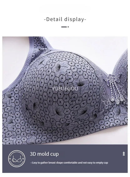 Plus Size Push Up Bra for Women - Adjustable Straps Lace Trim, Full Coverage Comfortable Support Underwire Bra for Big Bust