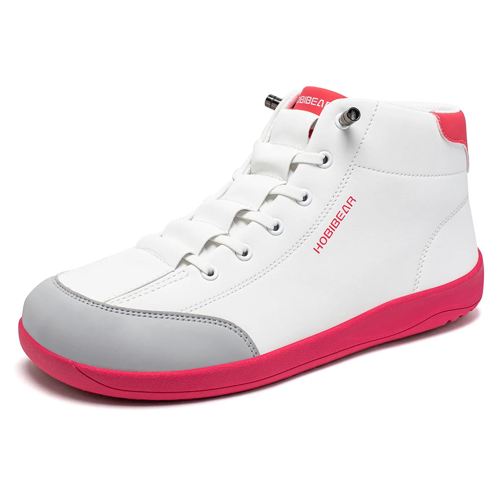 HOBIBEAR Mid-Top Barefoot Shoes Unisex Wide Toe Minimalist Ankle Boots Artificial Leather Outdoor Non-Slip Sneaker