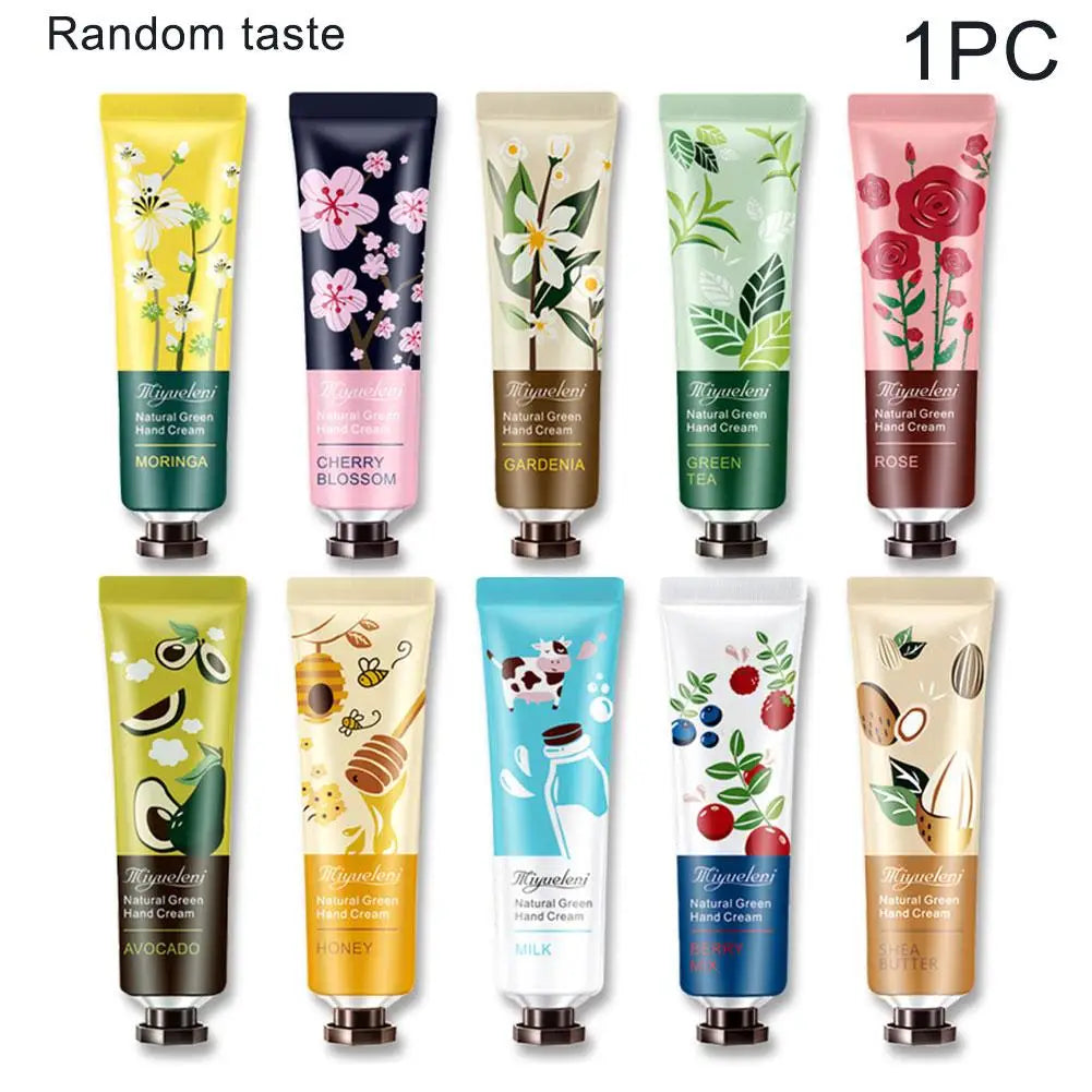 1Pc Hand Cream With Flower Fragrance Anti Chapping Plant Essence Care Moisturizing Hand Cream Hand Winter Care Color Random 30g