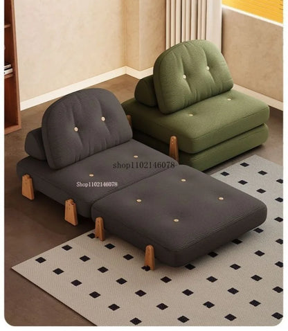 Nordic Home Lazy Sofa Small Apartment Fabric Sofas Living Room Tofu Block Module Combination Sofa Bed Dual-purpose Cream Tatami