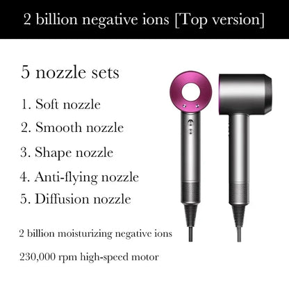 2025 Super Hair Dryer 220V Leafless Hair Dryer Personal Hair Care Styling Negative Ion Tool Schedule Negative Ion Electric Dryer