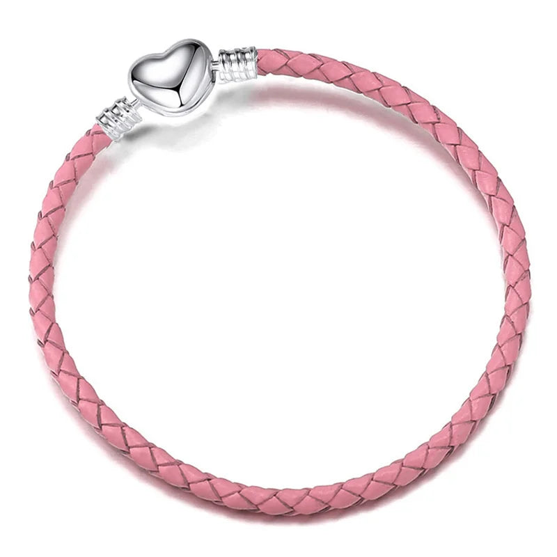 Double Circle Love Leather Rope Bracelet PU Basic Chain Accessories Valentine's Day Gift DIY Fine Jewelry