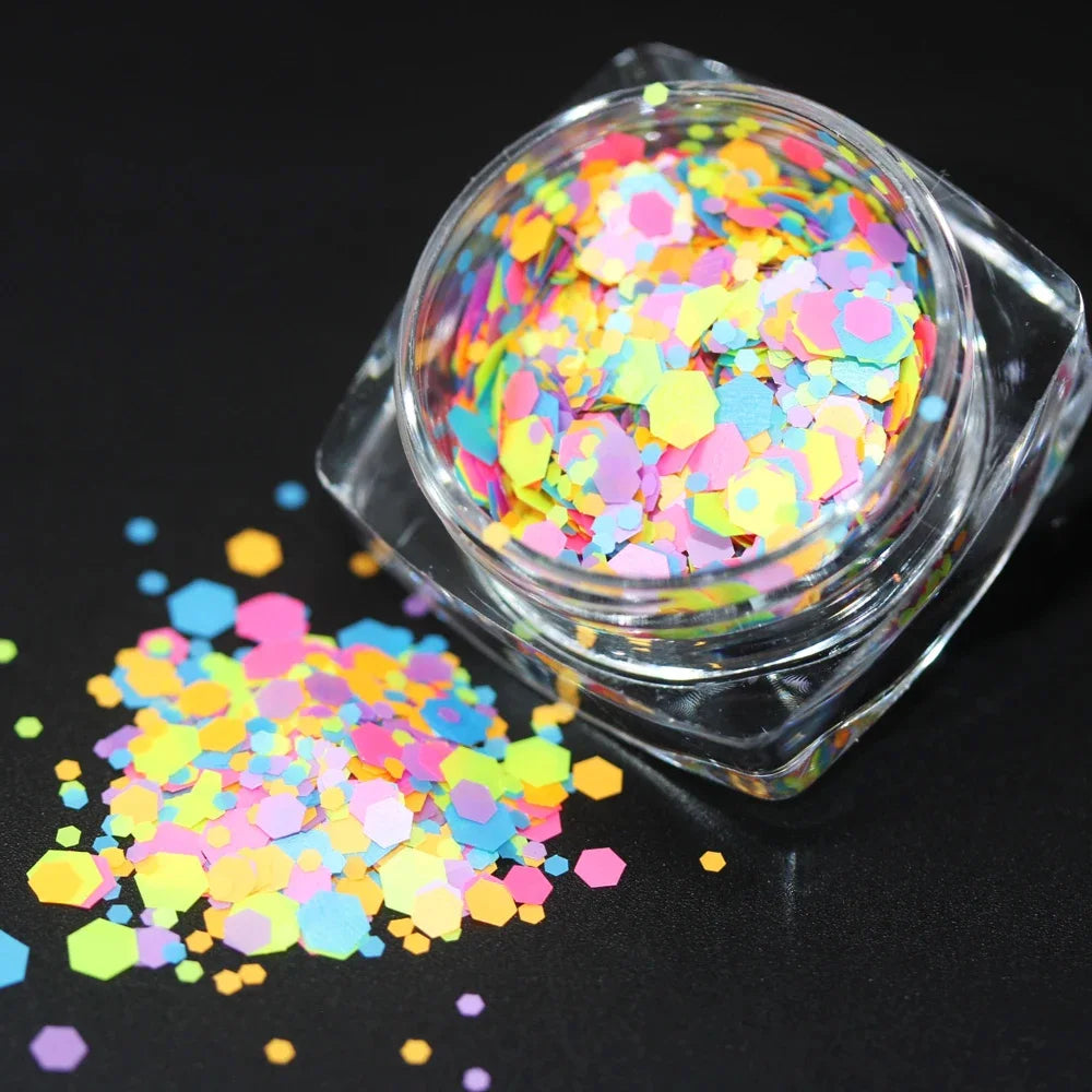 Neon Stars Hearts Moon Puzzle Chunky Loose Glitter Perfect for Nail Art Halloween Makeup Raves Festivals Resin Tumblers Cosmetic