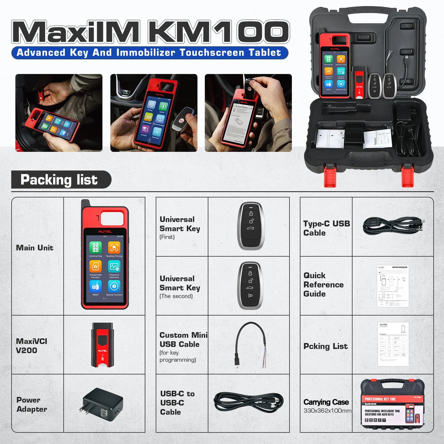 Autel MaxiIM KM100 Key Fob Programming Immobilizer Tool 2PCS Autel IKEY 60s Key Generation IMMO Key Learning on 99% Car KM100X
