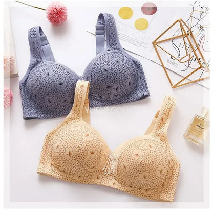 Plus Size Push Up Bra for Women - Adjustable Straps Lace Trim, Full Coverage Comfortable Support Underwire Bra for Big Bust