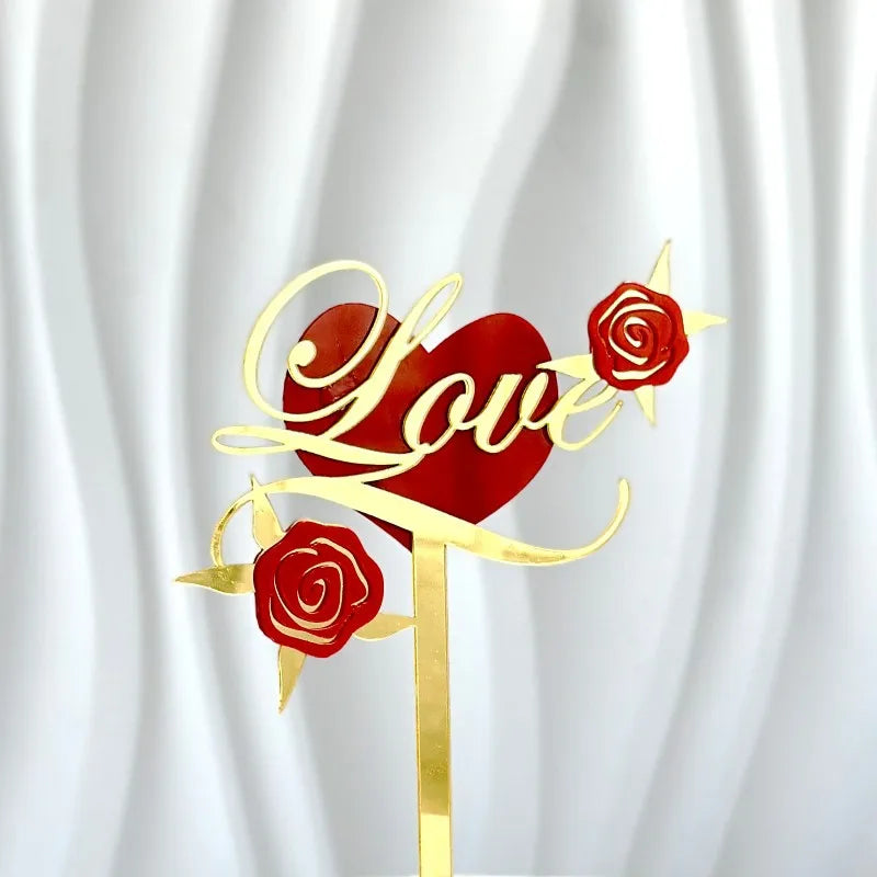 INS 14 Style Happy Valentine's Day Acrylic Cake Toppers Red Love Valentine's Day Cake Topper for  Valentine's Day Party Gifts