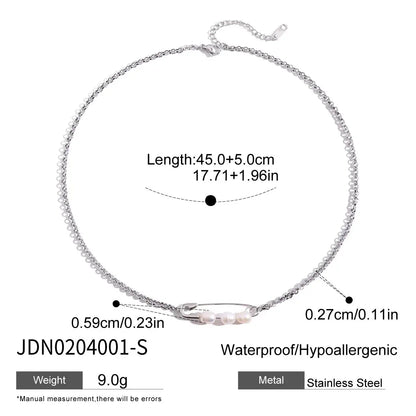 Zora Minimalist Style Silver-Plate Stainless Steel Heart Pendant Splicing Tassels Necklace Waterproof Women's Unique Jewelry