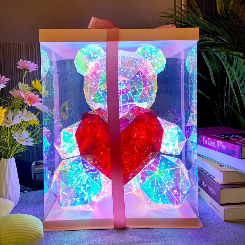 Glowing Bear 30CM Magic Luminous Bear with Bag Valentine's Day Gift Home Livingroom Desktop Decor Girl Grilfriend Creative Gift