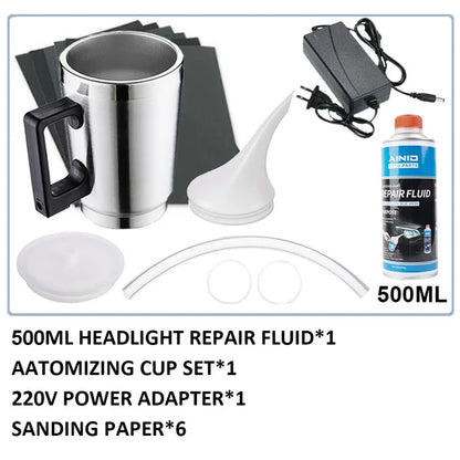 Car Headlight Restoration Polish Liquid Polymer Evaporator Garage Tools Car Headlight Renovation Repair Scratch Remover