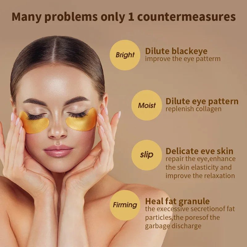 Gold Moisturizing Crystal Collagen Eye Mask Anti-Wrinkle Anti Aging Fade Dark Circles Skin Care Patch Dilute Fine Lines Mask