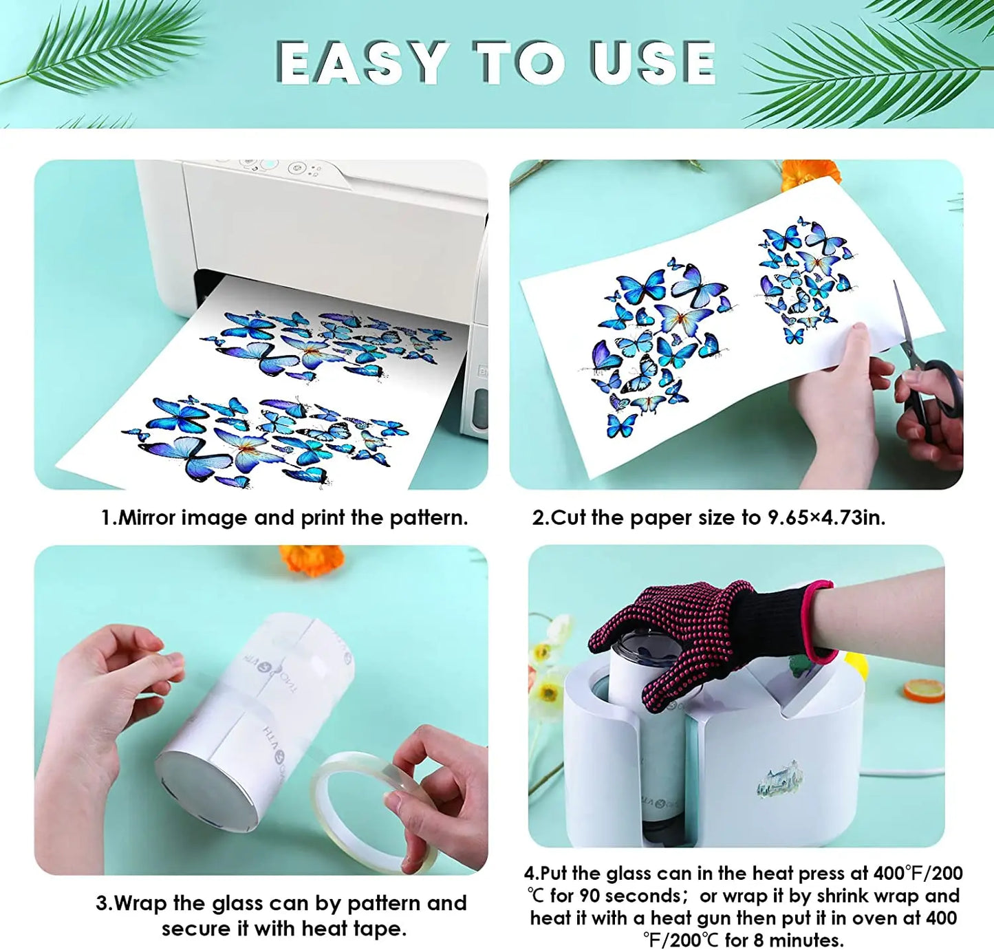 HTVRONT Lot de 8 gobelets à sublimation en verre dépoli/transparent de 473 ml (16 oz) avec couvercle en bambou - Gobelets vierges à sublimer soi-même pour café glacé