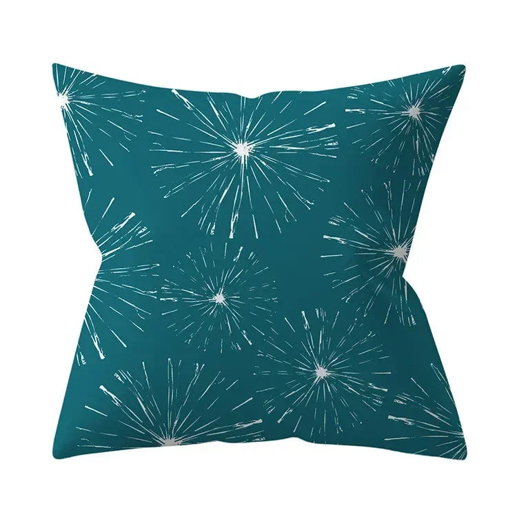 Teal Blue Cushion Cover Decorative Sofa Cushions Polyester Geometric Pillow Covers 45x45 Throw Pillows Single Side Pillowcases
