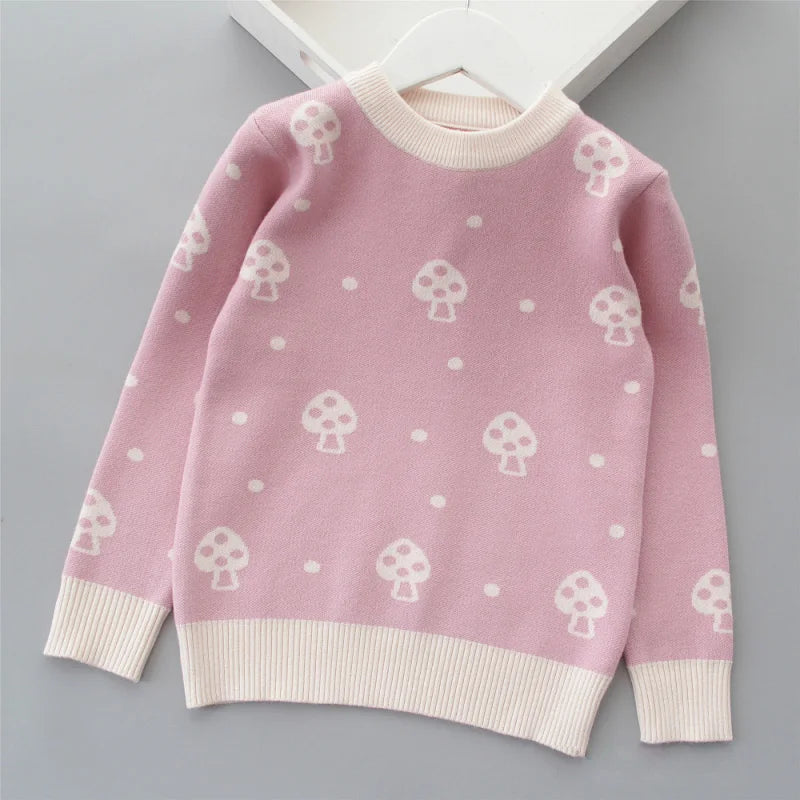 Pull d'automne-hiver pour filles, motif mignon amoureux, pull tricoté en polaire épaisse et chaude