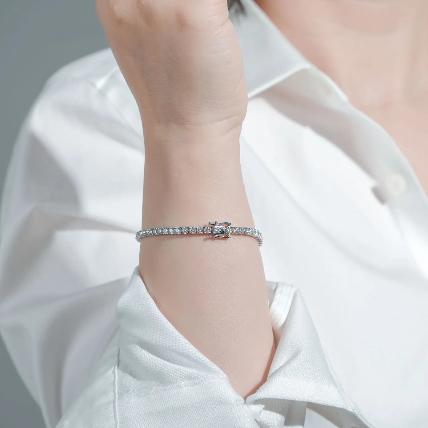 Luxury  Jewelry VVS Moissanite  Sterling Silver 925 Fashion Moissanite Tennis Chain Bracelet and Necklace For Women