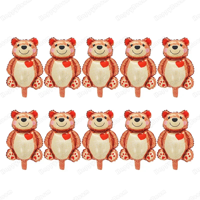 3/5/10pcs Mini Heart-shaped Bear Valentine's Day Birthday Theme Party Wedding Baby Shower Decoration Foil Balloon Kids Toys Gift