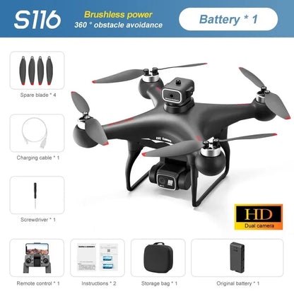 S116 MAX FPV Drone Triple Battery Dual 8K HD Cameras Optical Flow Positioning WIFI Real-Time Transmission 360° Smart Avoidance