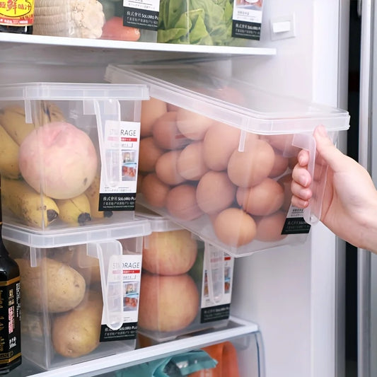 1pcClear Fridge Storage Containers with Handles & Airtight Lids - Convenient Fresh-Keeping Organizers