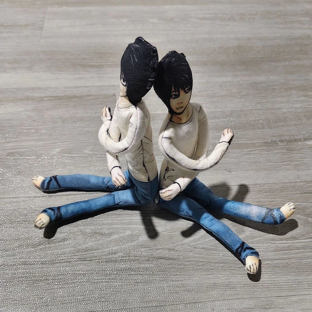 Poupée en peluche cosplay L. Lawliet de Death Note (anime) - Articulée et flexible - Décoration de chambre - Mascotte d'Halloween - Accessoire doux