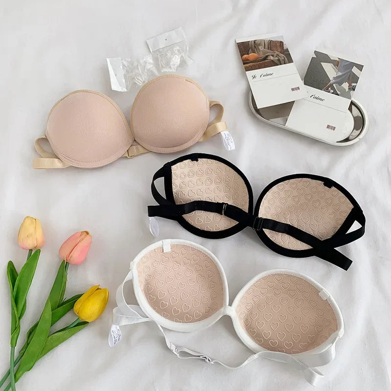 Strapless Lace Bras for Women Sexy Lingerie Backless Invisible Wireless Bralette 1/2 Cup Push Up Underwear Girls Backless Bras
